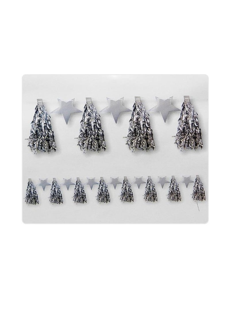 PARTY FUN Tassel Garland 25cm x 4m, Set of 17 Tassels, Sparkling Elegance for Stunning Decoration Silver Color  - Image 1