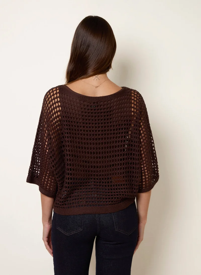 Blue Vanilla Round Neck Net Top