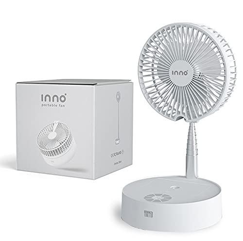 INNO INNO Portable Fan  Essential Oil Diffuser  Foldable Standing or Desk Fan with Night Light Air Diffuser Humidifier  24 Hr Run Time White 