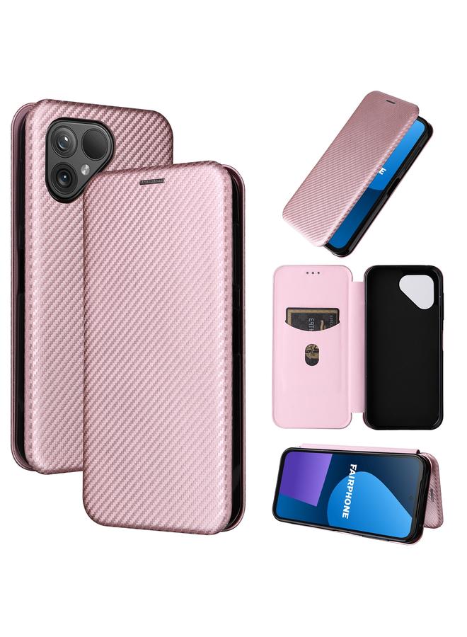 S-TOP Case For Fairphone 5 Carbon Fiber Texture Flip Leather Phone Case - Image 1
