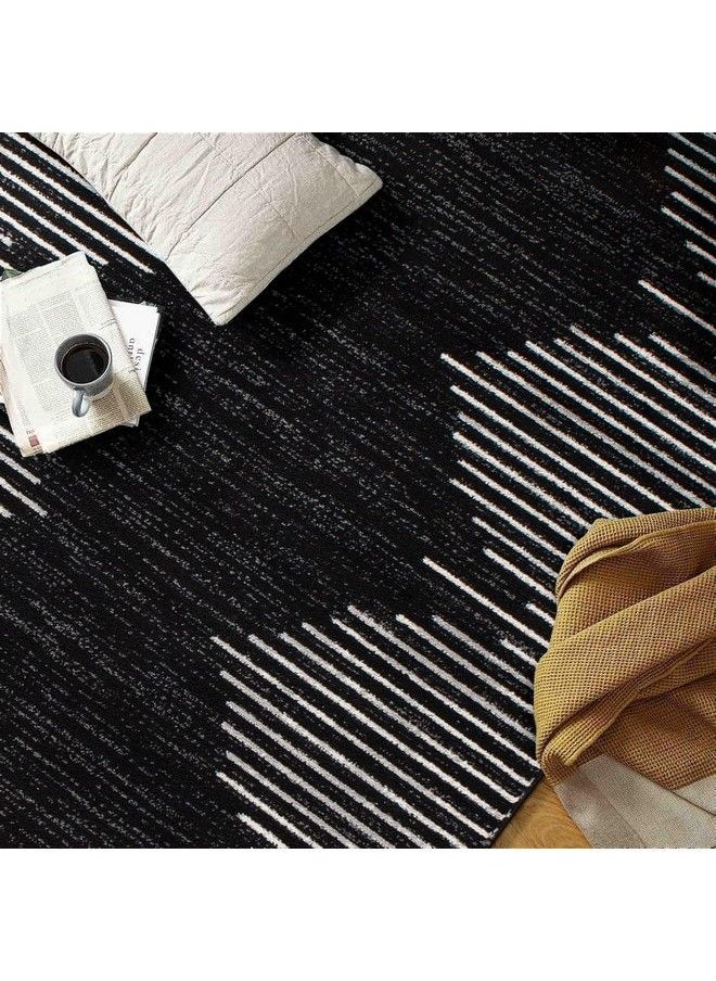 Rugshop - Bohemian Stripe Stain Resistant High Traffic Living Room Kitchen Bedroom Dining Home Office Runner Rug 2'X7' Black - Image 1