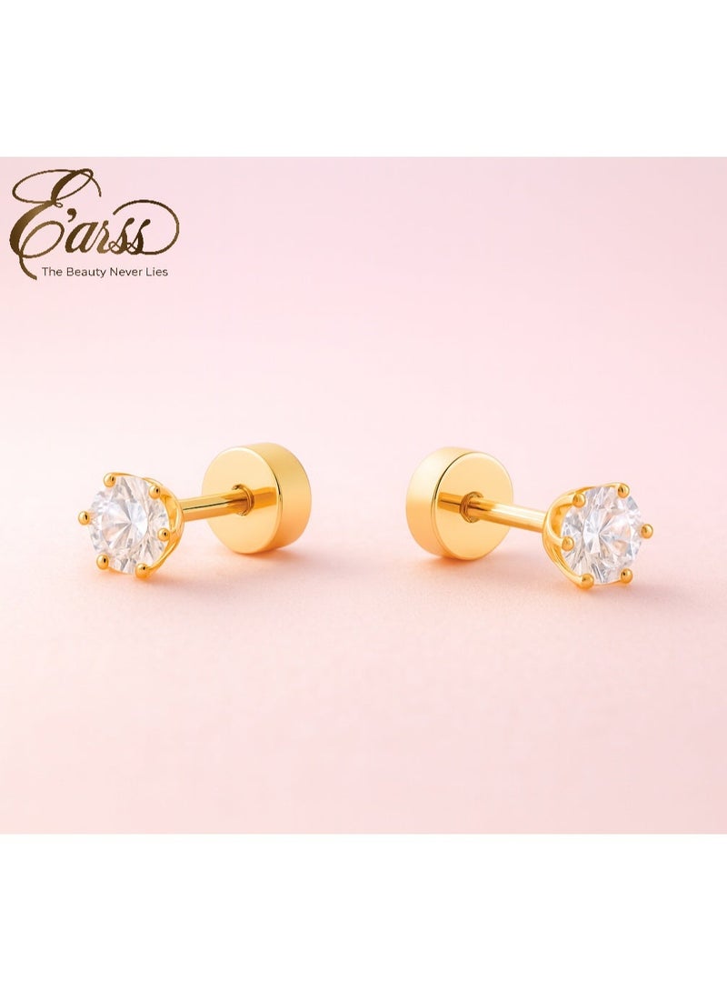 ايرس حلق ذهبي مستدير من الزركونيوم 3 مم للأطفال - Image 2