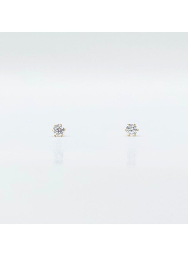 ايرس حلق ذهبي مستدير من الزركونيوم 3 مم للأطفال - Image 3