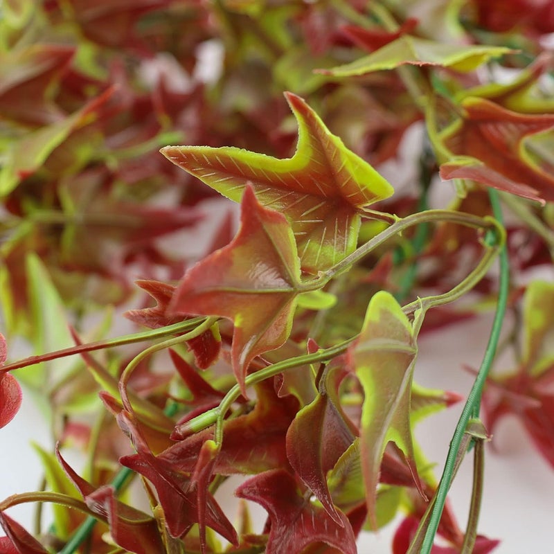 عبوة تحتوي على نبتتين صناعيتين، نبتة معلقة صناعية بطول 70 سم، لونها أحمر، سهلة العناية، تُستخدم على نطاق واسع في البيوت الزراعية وديكورات الزفافات. - Image 3