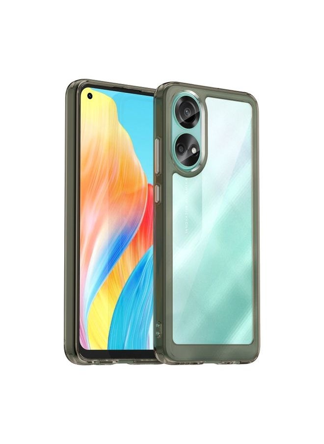 HuHa Case Cover For OPPO A78 4G Colorful Series Acrylic Hybrid TPU Phone Case Transparent Grey 
