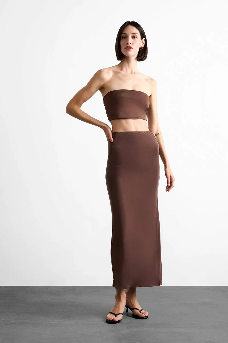 DeFacto Slim Fit Midi Skirt