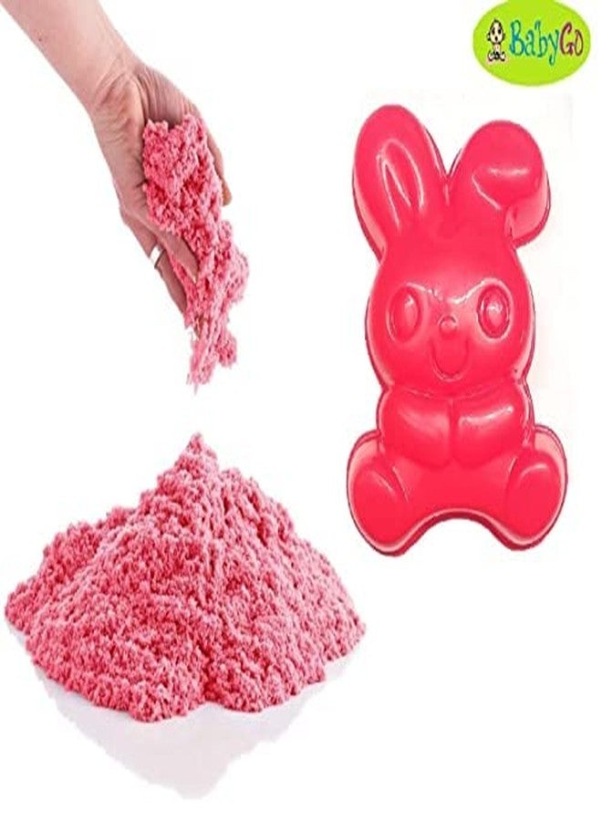 Gurbik_Soft Space Sand Clay for Indoor Playing Moldable 500gm in Resealable Bag with Free Big Mould (Pink) (No Toxic) - Image 2