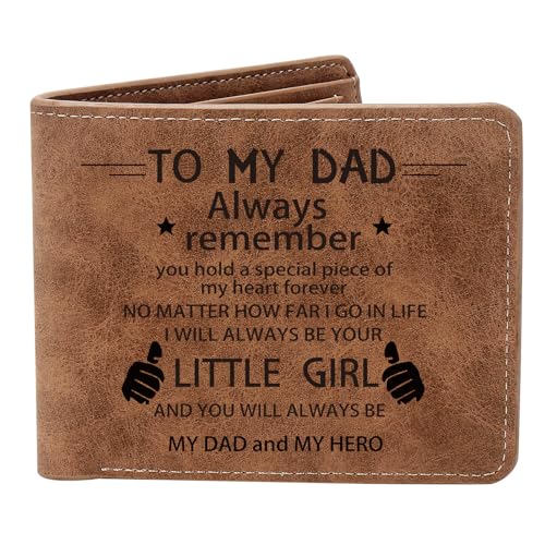 THTCSQ To My Dad Gifts,Leather Wallet for Men, Engraved Personalized Leather Wallet,Father's Day Gift, Birthday Gifts,Christmas Gifts, Gifts for Dad from Daughter Son (Girl) - Image 1