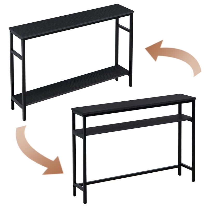 Timberer Narrow Console Table, 47 Inch Sofa Table with Adjustable Shelf, 2-Tier Long Skinny Table for Hallway, Entryway, Living Room, Foyer, Black - Image 3