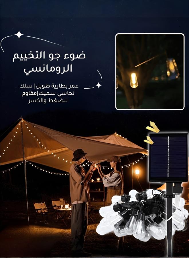 الخيوط الضوئية الشمسية LED خارجية مقاومة للماء بدرجة حماية IP65، أضواء مصابيح دافئة بيضاء زينة للتخييم والحدائق والفناءات والمناطق الخارجية - Image 3