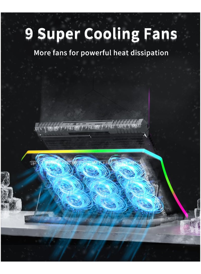 Loquat Upgraded Gaming Laptop Cooling Pad with 9 Silent RGB Fans for 15.6-17.3-inch Laptops Cooling Pad - Image 2