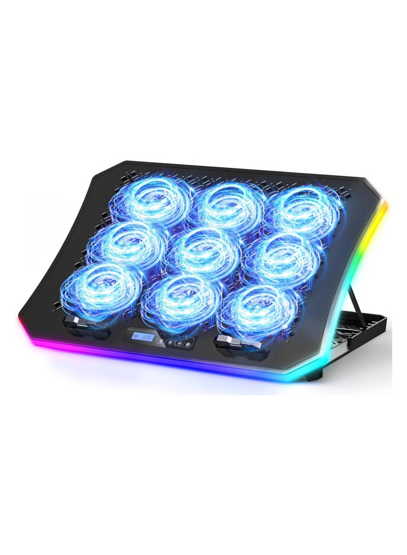 Loquat Upgraded Gaming Laptop Cooling Pad with 9 Silent RGB Fans for 15.6-17.3-inch Laptops Cooling Pad - Image 1