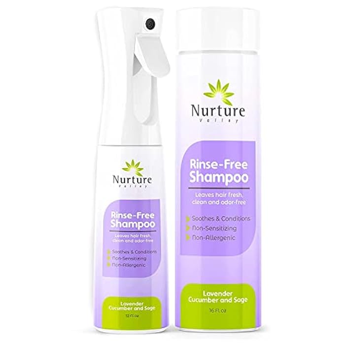 Nurture Valley No Water Nourishing Shampoo Spray - Waterless 12 Oz Continuous Spray Bottle + 16 oz Refill, Leaves Hair Fresh, Clean and Odor-Free - Image 1