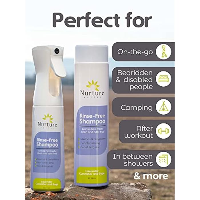 Nurture Valley No Water Nourishing Shampoo Spray - Waterless 12 Oz Continuous Spray Bottle + 16 oz Refill, Leaves Hair Fresh, Clean and Odor-Free - Image 5