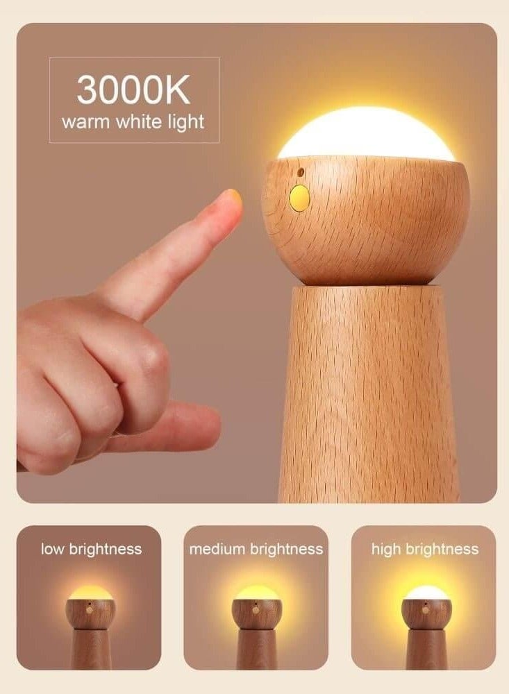 Voice Activated Sensor Light, LED Wooden Night Light, LED Voice Smart Touch Sensor Control Night Light, USB Rechargeable Wireless Lamp, Desk Lamp, Sensor Light - Image 3