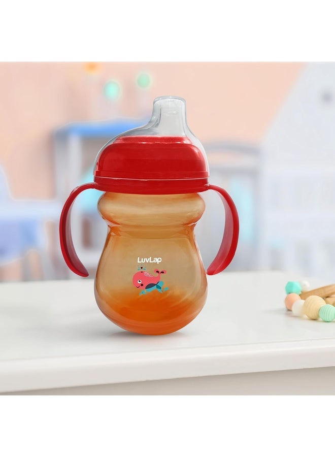 Luvlap Moby Little Spout Sipper for Infant/Toddler, 240ml, Anti-Spill Sippy Cup with Soft Silicone Spout BPA Free, 6m+ (Orange) - Image 1