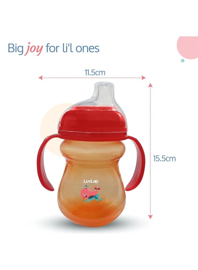 Luvlap Moby Little Spout Sipper for Infant/Toddler, 240ml, Anti-Spill Sippy Cup with Soft Silicone Spout BPA Free, 6m+ (Orange) - Image 5