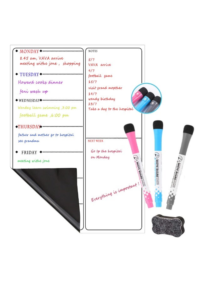 Week Plan Magnetic Dry Erase Whiteboard Paper For Fridge A3 Easy to Write and Clean Magnet Board For Office Home - Image 1