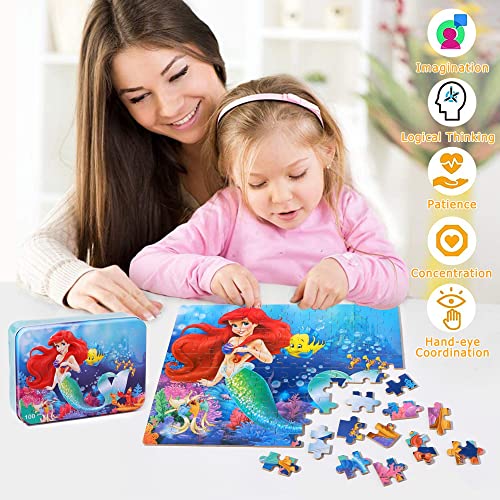 LELEMON Pretty Puzzles for Kids Ages 4-6,100 Piece Puzzles for Kids Ages 4-8,Educational Jigsaw Puzzles in a Metal Box,Childrens 100 Piece Puzzle Games Puzzle Toys for Girls and Boys - Image 3