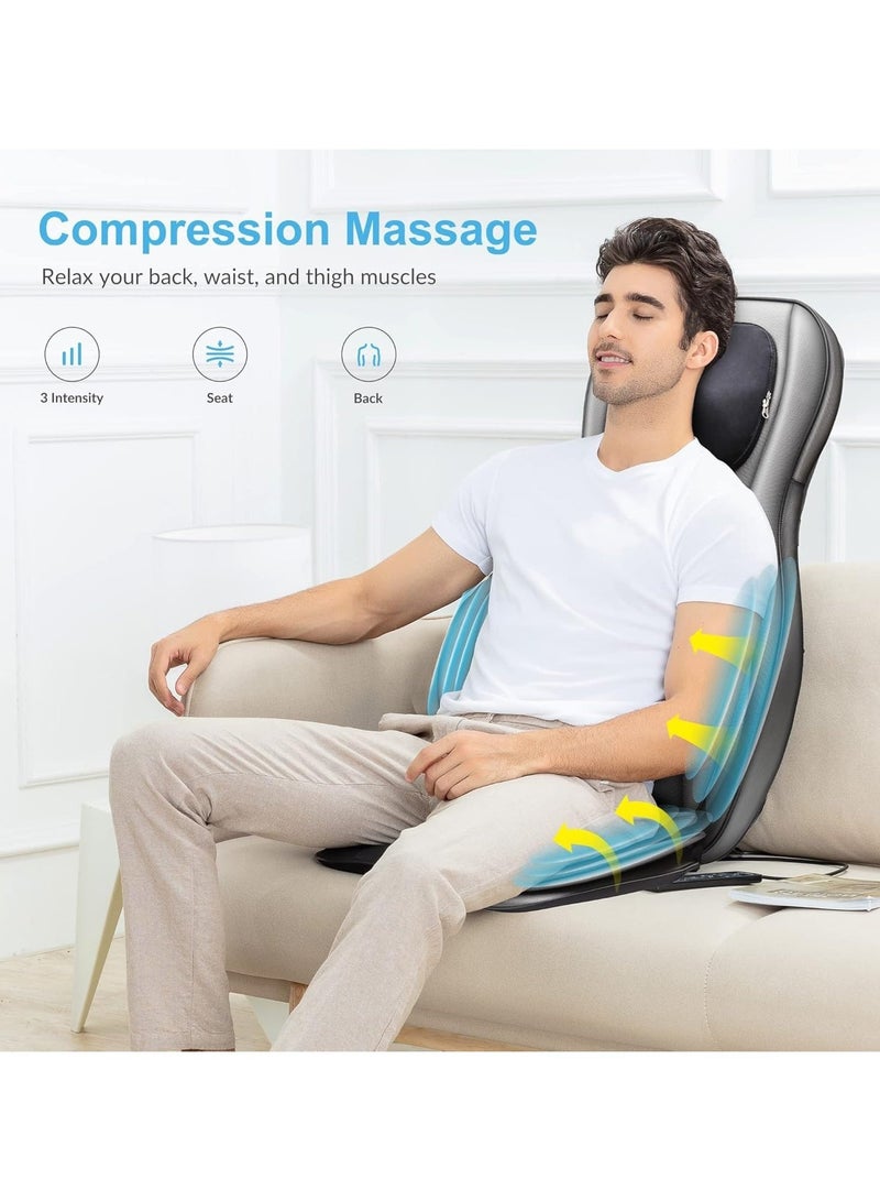 والالا وسادة تدليك شياتسو ثلاثية الأبعاد، قابلة للتعديل لأعلى ولأسفل، عجن كامل الجسم، ضغط نقاط الوخز بالإبر، تدفئة ذكية، وسادة كرسي تدليك متعددة الوظائف بثلاثة مستويات كثافة مع اهتزاز الورك، تقليل الضوضاء، حماية من الحرارة الزائدة، لتخفيف آلام الرقبة والكتف والخصر والظهر، هدية للعائلة - Image 4