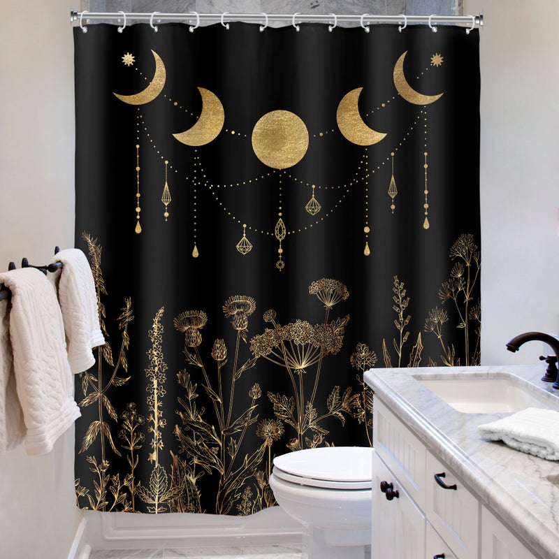 ريديكور Riyidecor Wildflower Moon Phase Startain for Bathroom Decor - Image 4