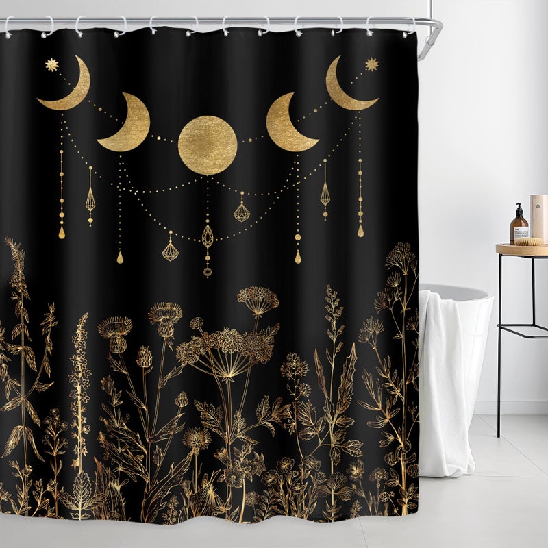 ريديكور Riyidecor Wildflower Moon Phase Startain for Bathroom Decor - Image 1