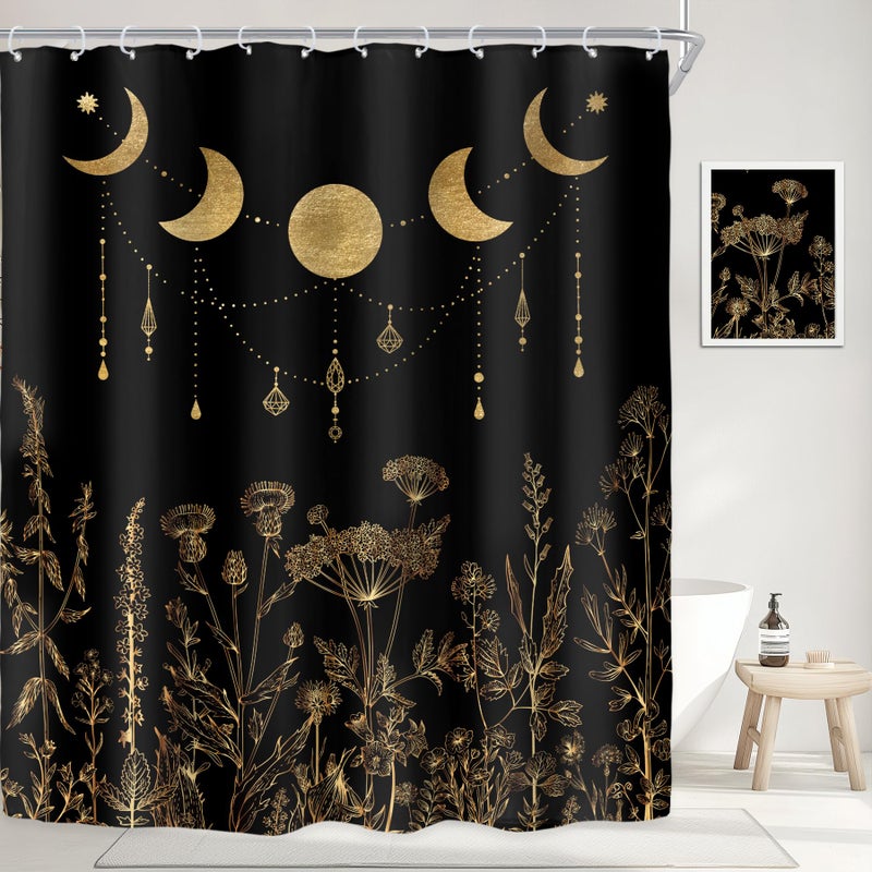 ريديكور Riyidecor Wildflower Moon Phase Startain for Bathroom Decor - Image 2