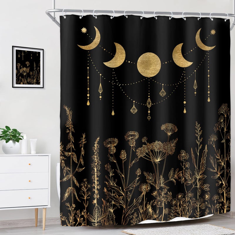 ريديكور Riyidecor Wildflower Moon Phase Startain for Bathroom Decor - Image 3