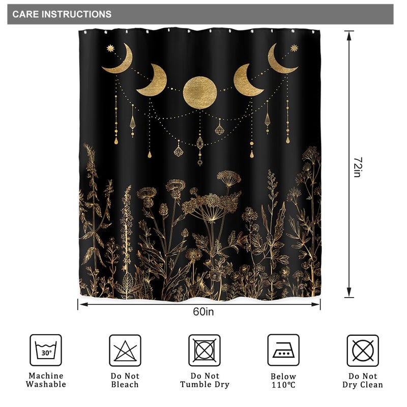 ريديكور Riyidecor Wildflower Moon Phase Startain for Bathroom Decor - Image 5