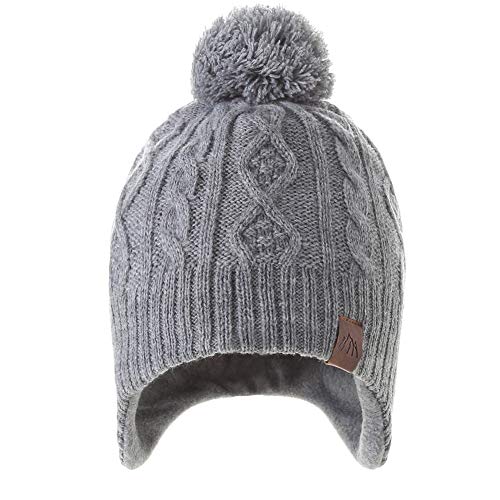 Moon Kitty Baby Boys Girls Knit Hat Skiing Winter Caps With Warm Ear Flap, Gray, 1-3Years - Image 2