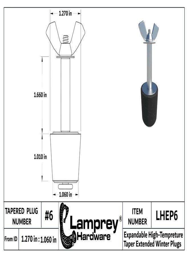 Lamprey Hardware #6 Extended Rubber Winter Plug Expands Tight Fit for 1 inch Fittings - Stainless Steel Bolts - LHEP6 (1) - Image 3