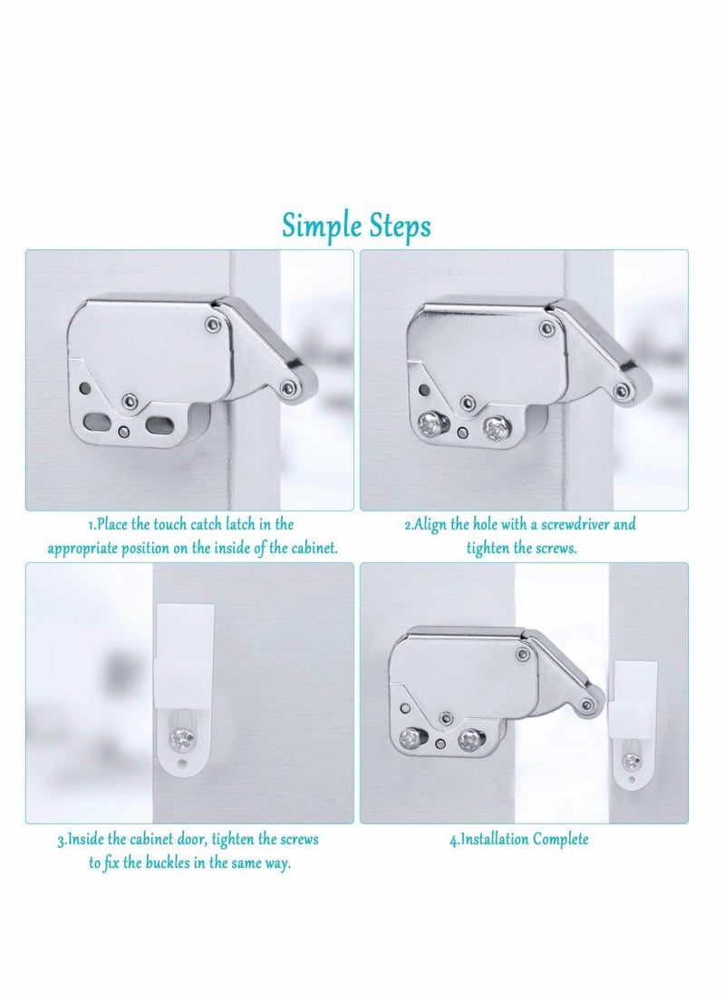 Y&D - 12 Pieces Touch Catch Latch, Cupboard Spring Catches Push Latch Cold Rolled Steel Release Press Open with Screws for Drawer Cabinet Door - Image 1