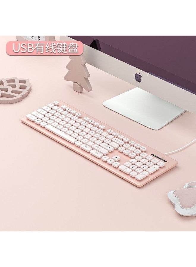 Silent Suspended Keyboard For Girls, High-looking Wired Keyboard And Mouse Set, Laptop, External Office And Home Use