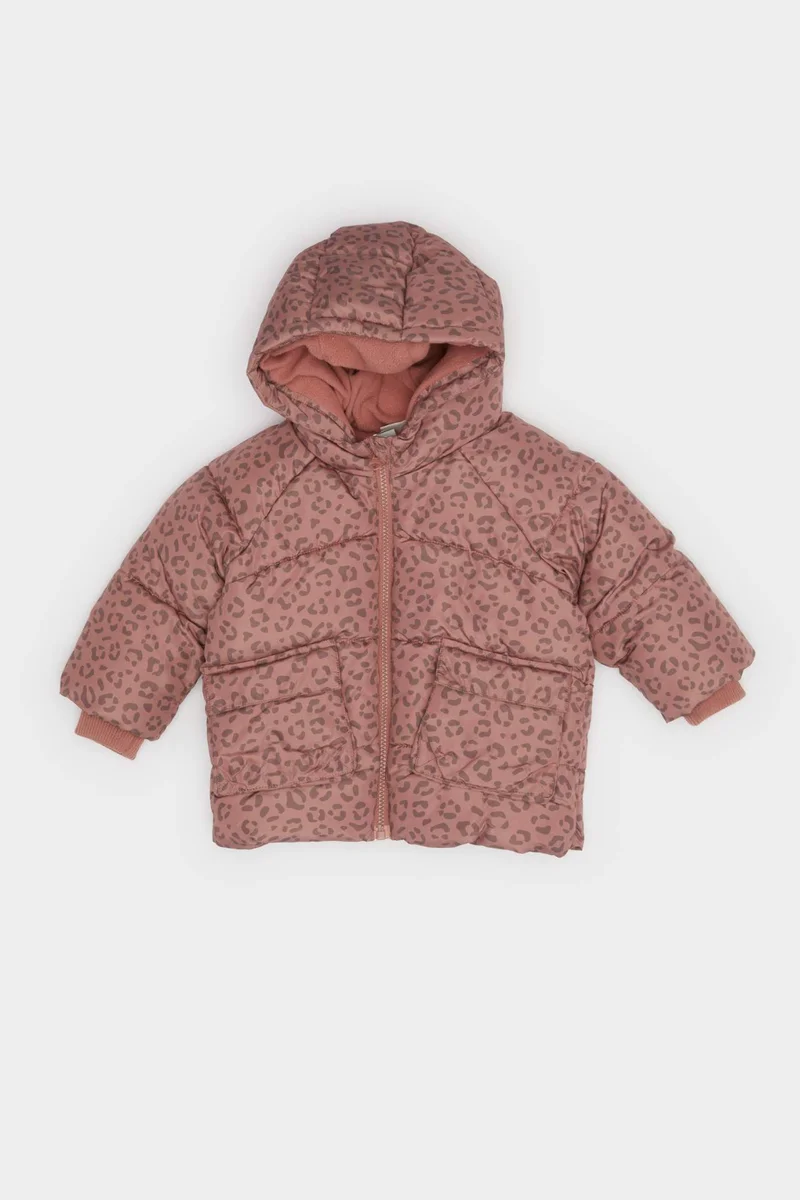 ديفاكتو Baby Girl Windproof Waterproof Hooded Puffer Jacket