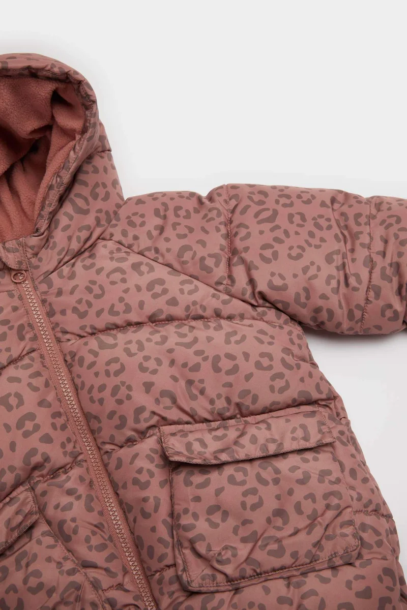 ديفاكتو Baby Girl Windproof Waterproof Hooded Puffer Jacket