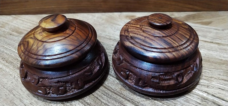 Masterarts Master Arts Wooden Sindur box sindoor dani Kumkum box Shringar box Sindoor dabbi pack of 2 for women size 25 inch with carving work in pure shisham wood - Image 2