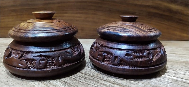Masterarts Master Arts Wooden Sindur box sindoor dani Kumkum box Shringar box Sindoor dabbi pack of 2 for women size 25 inch with carving work in pure shisham wood - Image 1