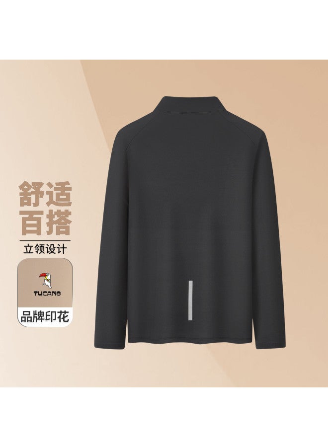 Tucano Spring Color-blocked Half-zip Sports Fitness Dad Outfit Versatile Casual Sweatshirt Men's Stand Collar T-shirt Popular Top - Image 3