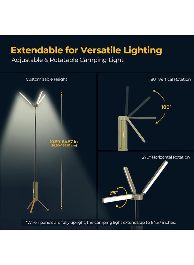 BougeRV Upgraded Telescopic Camping Light, 15600mAh Rotatable Electric Lantern, Collapsible Outdoor Light, Cordless Flashlight, Waterproof, Tent Lamp for Camping, Emergency, Hiking, Outdoor - Image 2