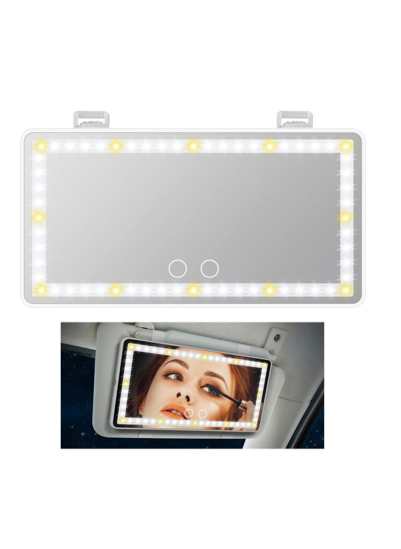 Generic Car Sun Visor Vanity Mirror, Rechargeable Makeup Mirrors with 3 Light Modes & 60 LED, Dimmable Clip-on Rear View Sun-Shading Cosmetic Mirror, Universal Car Accessories Gift  - Image 1