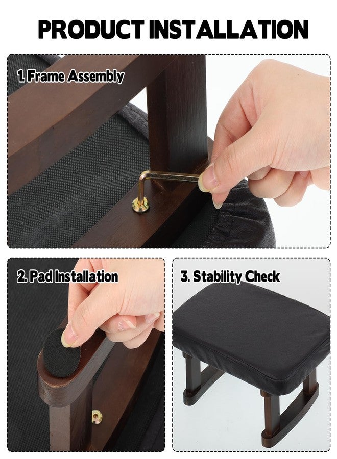 AIHSUMC Walnut Prayer Kneeler with Thick Attached Cushion, Wooden Prayer Bench with Removable Washable Fabric Cover, Sturdy Kneeling Stool for Home Prayer and Meditation - Image 4
