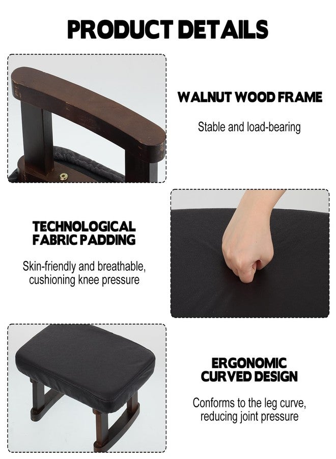 AIHSUMC Walnut Prayer Kneeler with Thick Attached Cushion, Wooden Prayer Bench with Removable Washable Fabric Cover, Sturdy Kneeling Stool for Home Prayer and Meditation - Image 3