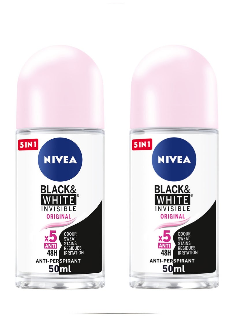 Nivea Antiperspirant Roll-On Invisible Original Pack of 2  - Image 1
