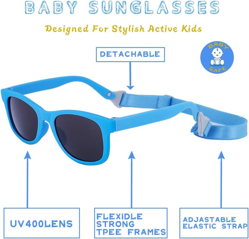 MAXJULI Baby Infant Sunglasses Safe, Soft, With Adjustable Strap 0-24 Months BPA Free 7002 - Image 5