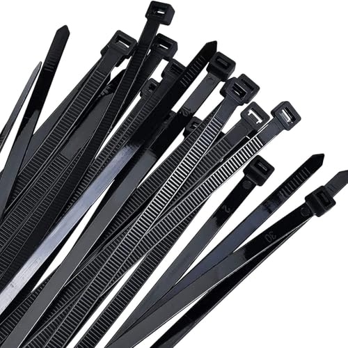 SHIVANSH TECHNOLOGY® Teeth Grip Nylon Self Locking Zip Cable Ties, Black(300 mmx7.6 mm,12" inch,Pack of 100)Multi-Purpose Heavy Duty Cord Management Ties,Plastic Ties for Home,Office,Garden,Workshop. - Image 1