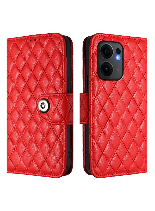 S-TOP Case For OPPO Reno13 F 5G Global Rhombic Texture Flip Leather Phone Case with Lanyard - Image 2