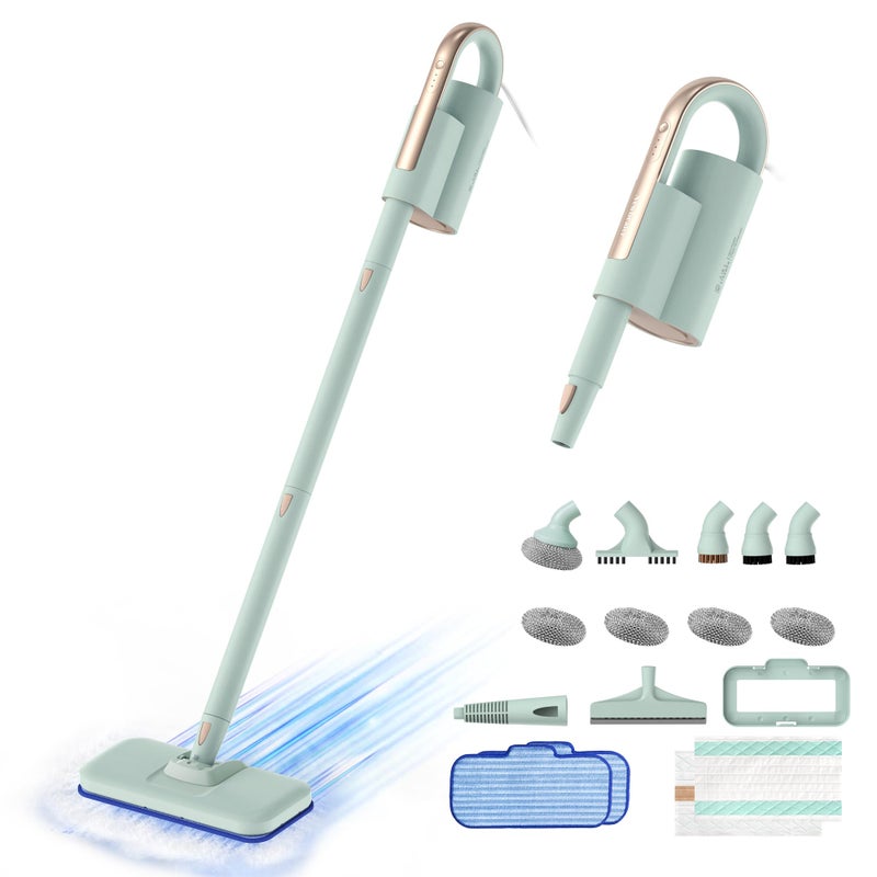 Newbealer Steam Mop & Detachable Handheld Cleaner, 250ml 1200W Powerful Floor Steamer, 3 Adjustable Levels for Carpet Laminate Hardwood Grout, Carpet Glider, 11 Multi-purpose Accessories & 2 Pads - Image 1