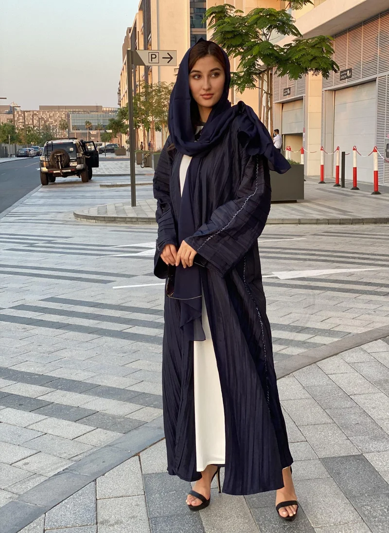 Moistreet Pleated Open Abaya