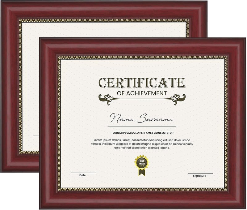 JackMa Diploma Frame | Certificate Frame with HD Tempered Glass, Display 8.5 x 11, Tabletop & Wall mount (Set of 2), 8.5 by 11 Mahogany Document Frame - Image 1
