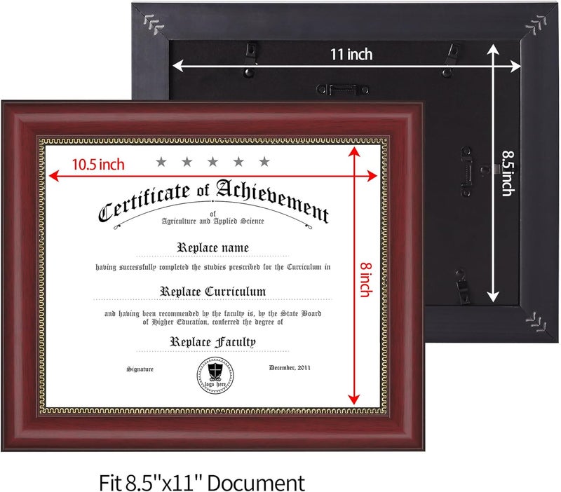 JackMa Diploma Frame | Certificate Frame with HD Tempered Glass, Display 8.5 x 11, Tabletop & Wall mount (Set of 2), 8.5 by 11 Mahogany Document Frame - Image 5